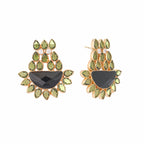 Nuyug 22K Gold Plated Dark Crystal Studded Contemporary Floral Shaped Stud Earrings | Grab2Buy