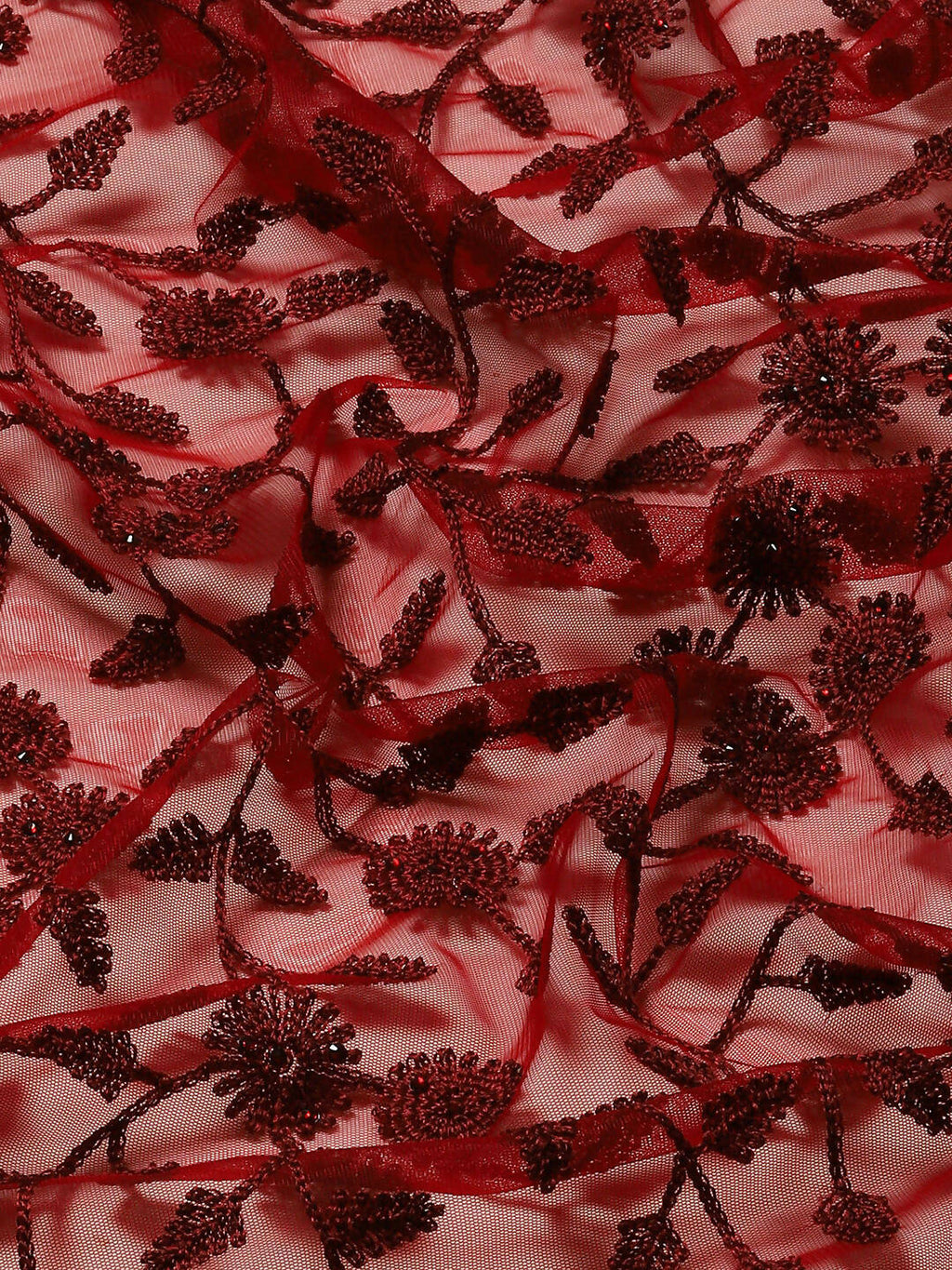 Maroon Woven Design Net Saree with Blouse Piece - Kalamkari | Grab2Buy
