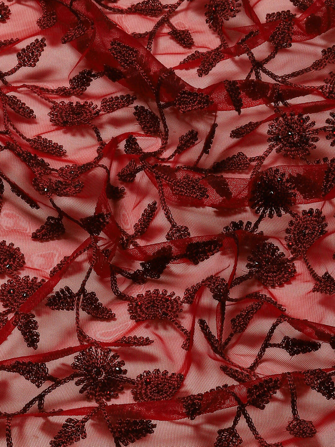 Maroon Woven Design Net Saree with Blouse Piece - Kalamkari | Grab2Buy