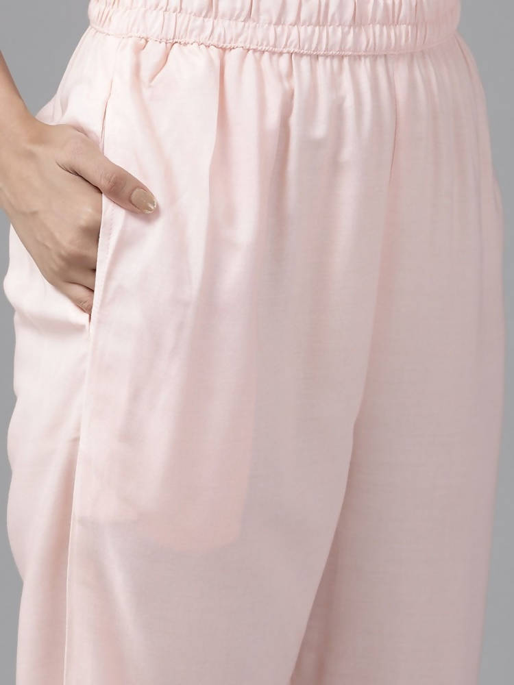 Yufta wine And beby pink Kurta And Palazzo Set | Grab2Buy