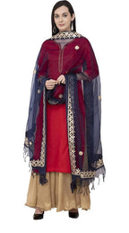 Mominos Fashion Navy Blue Orgenza Gotta Patti Dupatta | Grab2Buy