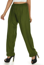Mominos Fashion Moeza Reyon Cotton Mehndi Green Color Straight Palazzo | Grab2Buy