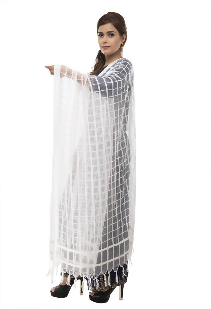 Mominos Fashion White Cotton Square Dupatta | Grab2Buy