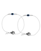 Jewels Nest Oxidized Silver Heart Charm Anklet – Boho & Traditional