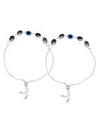 Jewels Nest Stylish Oxidized Silver & Blue Beaded Anklet – Elegant & Trendy | Grab2Buy