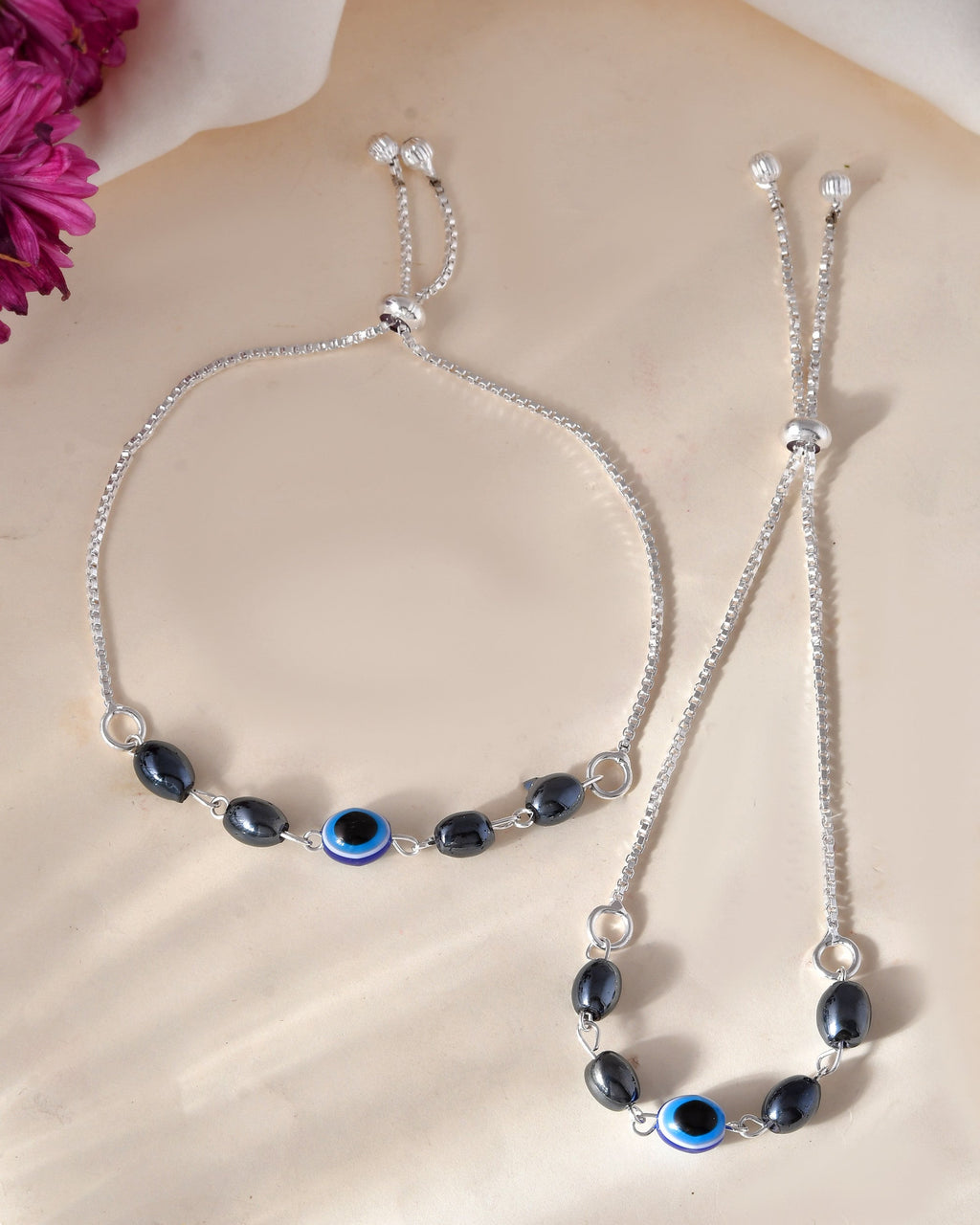 Jewels Nest Stylish Oxidized Silver & Blue Beaded Anklet – Elegant & Trendy | Grab2Buy