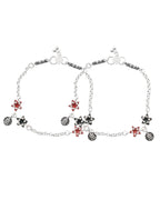 Jewels Nest Elegant Silver-Plated Star Charm Chain Anklet