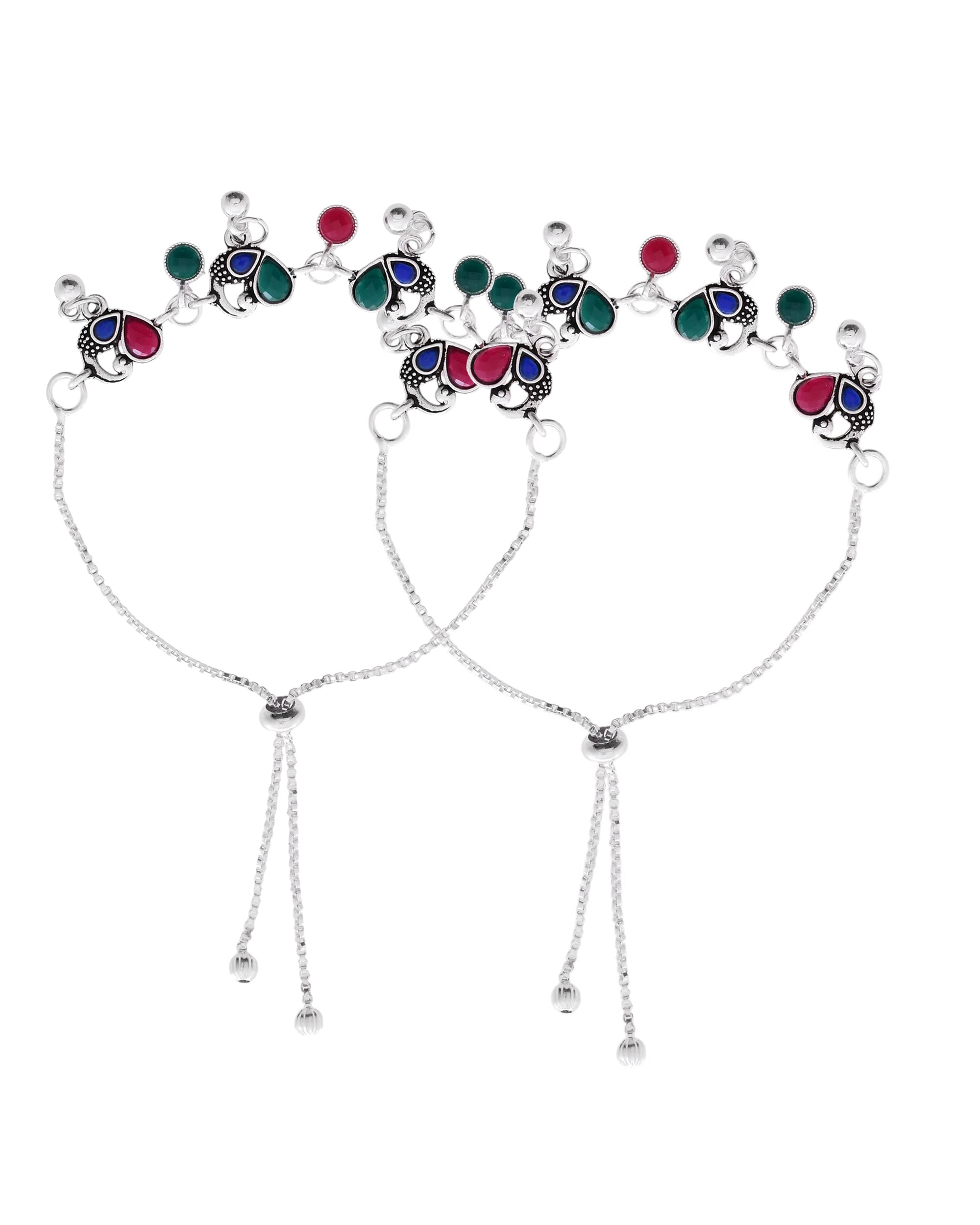 Jewels Nest Stylish Silver-Plated Designer Anklet | Grab2Buy