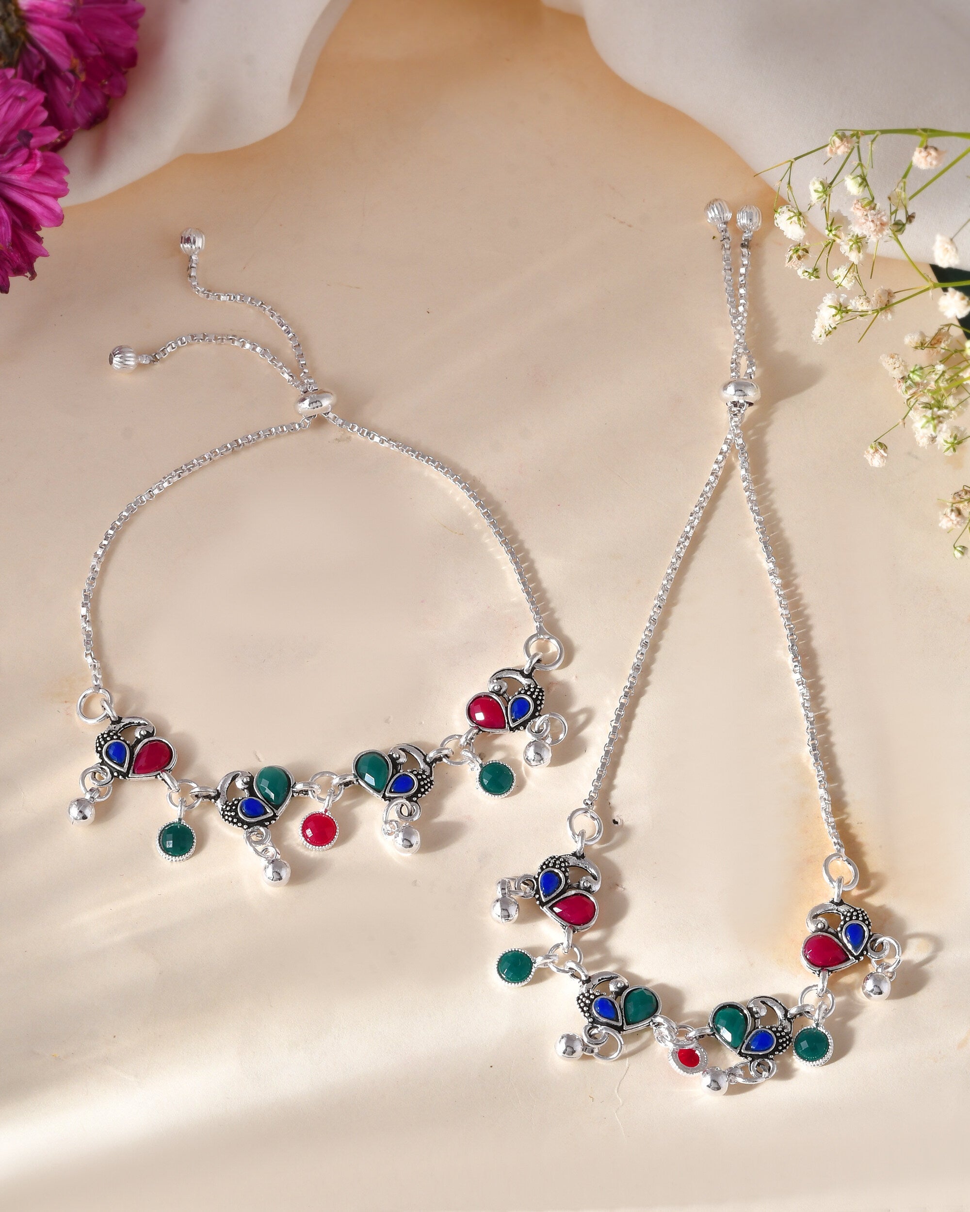 Jewels Nest Stylish Silver-Plated Designer Anklet | Grab2Buy