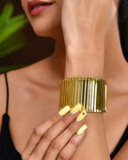 Jewels Nest Textured Vertical Line Gold Cuff Bracelet | Grab2Buy