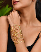 Jewels Nest Statement Gold Cutout Leaf Cuff Bracelet | Grab2Buy