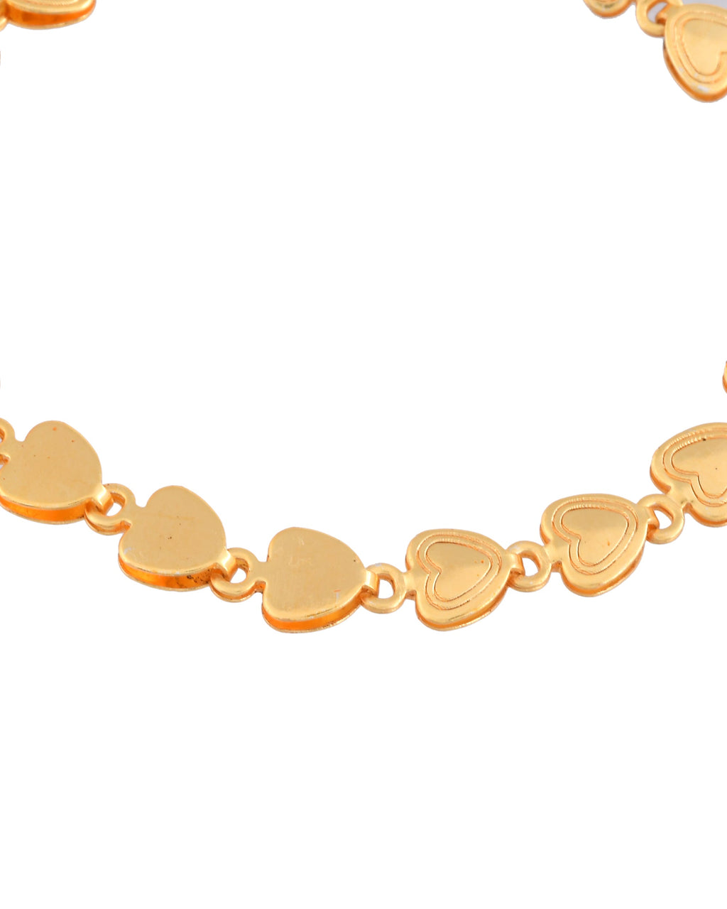 Jewels Nest Elegant Fancy Gold Bracelet with Heart-Shaped Links | Grab2Buy