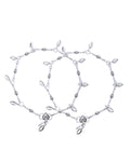Jewels Nest Oxidized Silver-Toned Tribal Barrel Charm Anklet – Set of 2