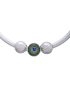 Jewels Nest Contemporary Wire-Style Silver Anklet with Peacock Design Bead