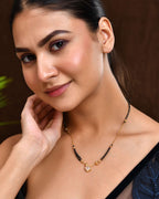 Jewels Nest Traditional Black Beaded Mangalsutra with Geometric Stone Pendant