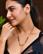 Jewels Nest Gold-Plated Traditional Double-Line Mangalsutra with Barrel Pendant