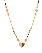 Jewels Nest Dual-Toned Artificial Stone Heart Mangalsutra with Golden Beads