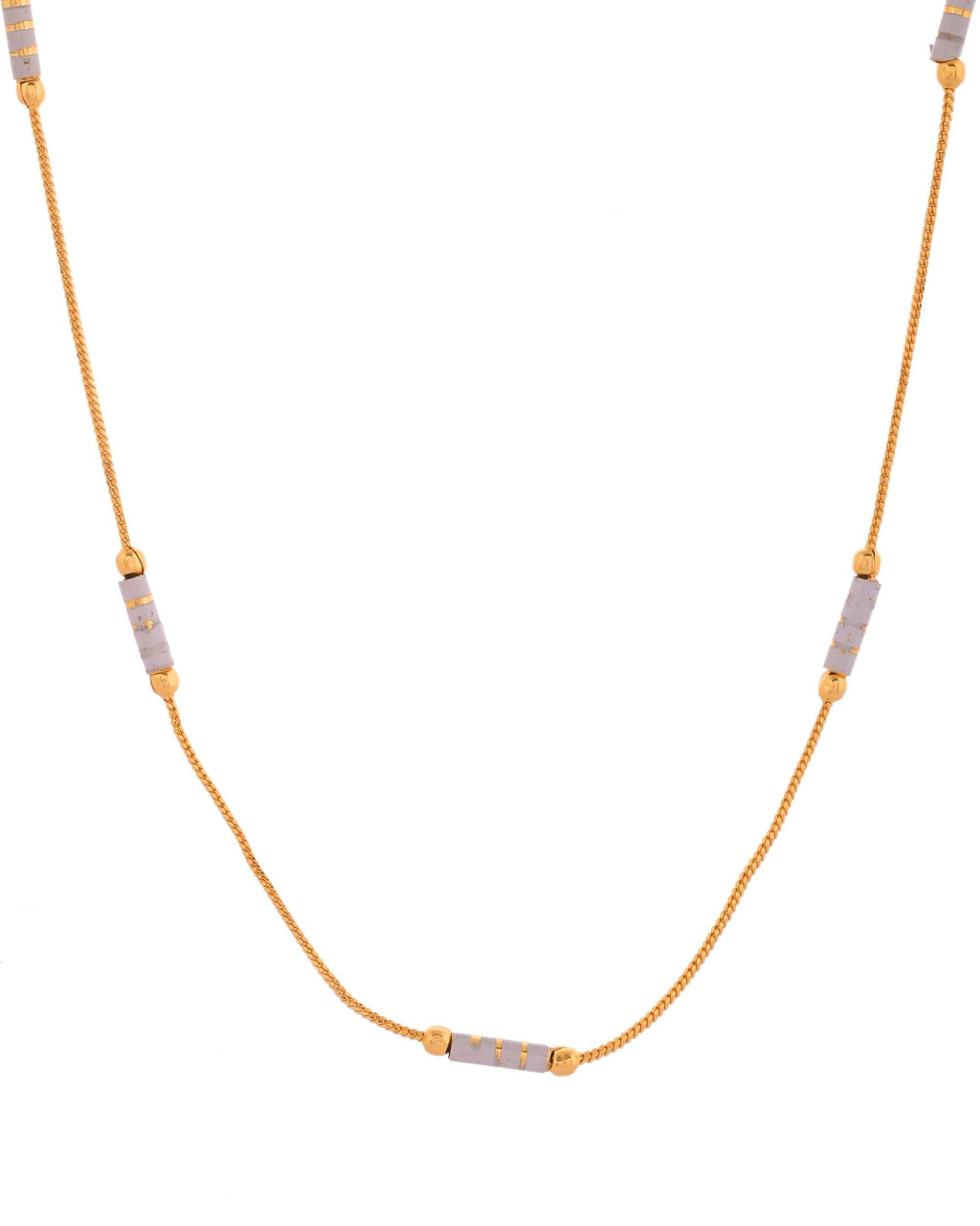Jewels Nest Dual-Tone Cylinder Beads Gold Chain