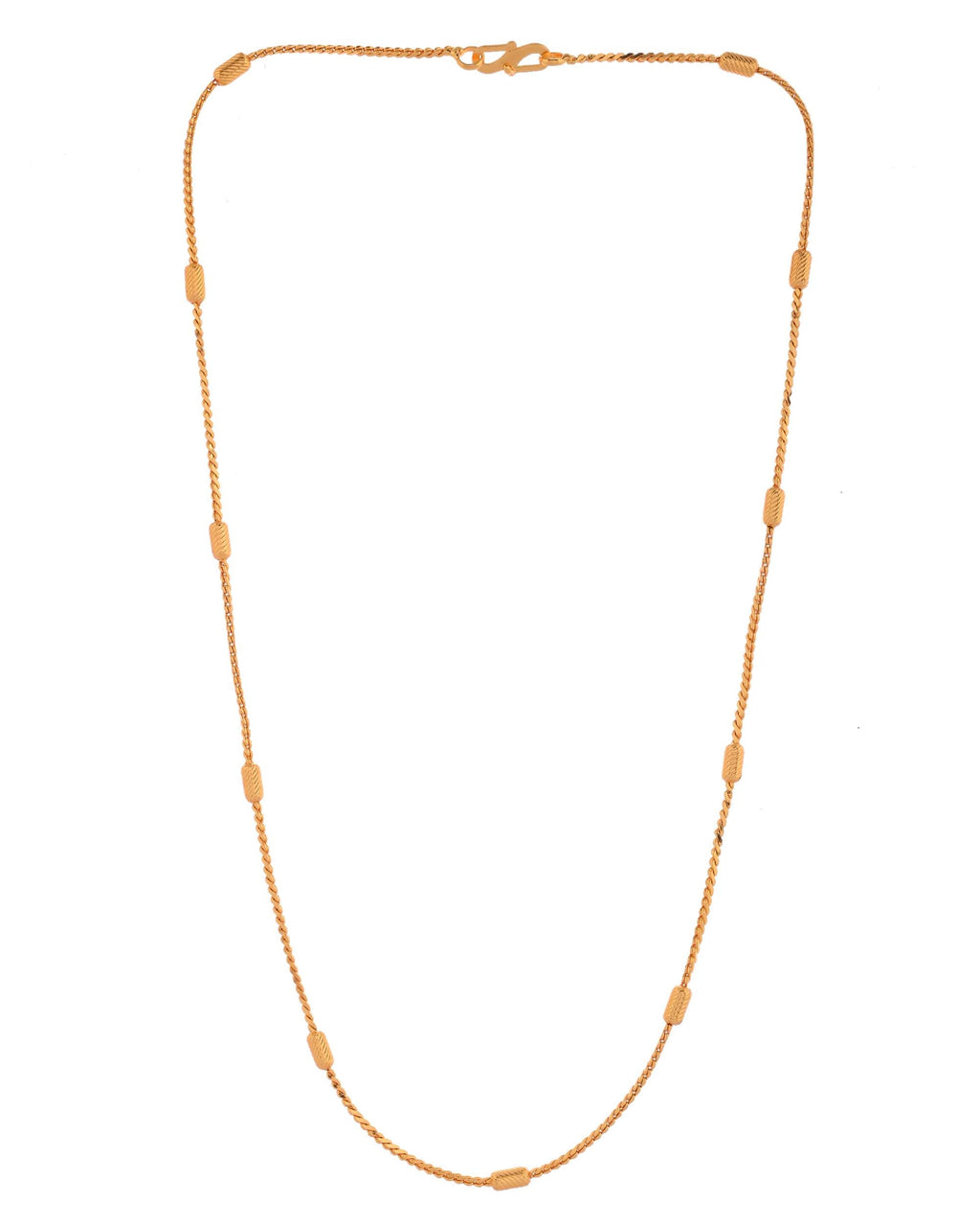 Jewels Nest Classic Golden Chain with Knurled Cylinder Detailing