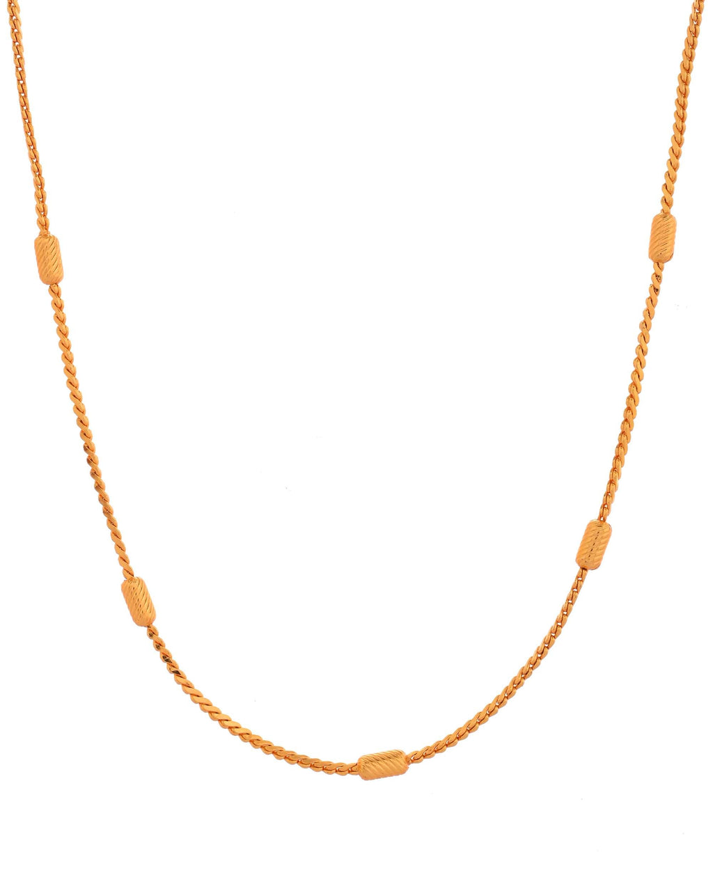 Jewels Nest Classic Golden Chain with Knurled Cylinder Detailing