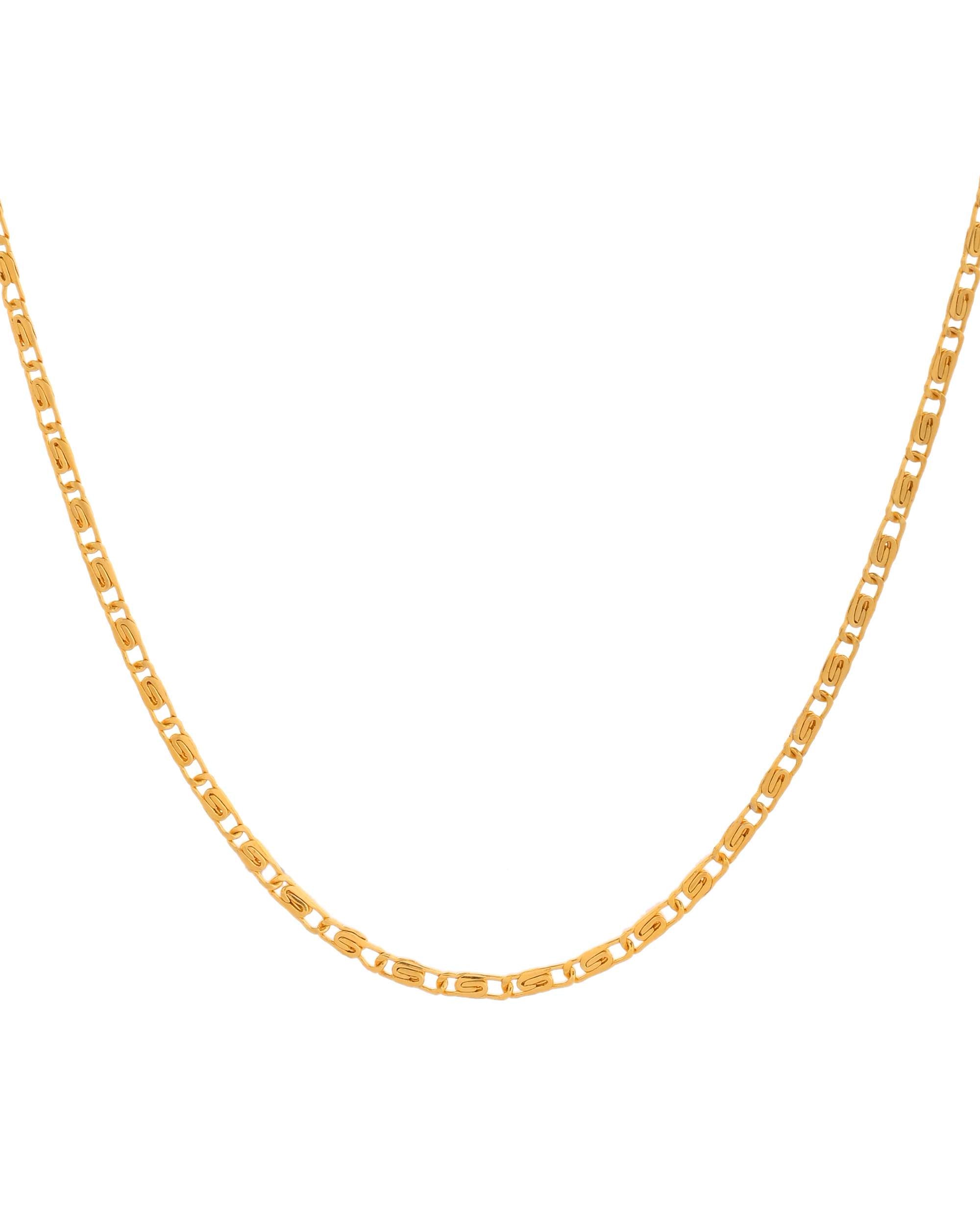 Jewels Nest Textured Rectangle Link Chain in Gold Finish