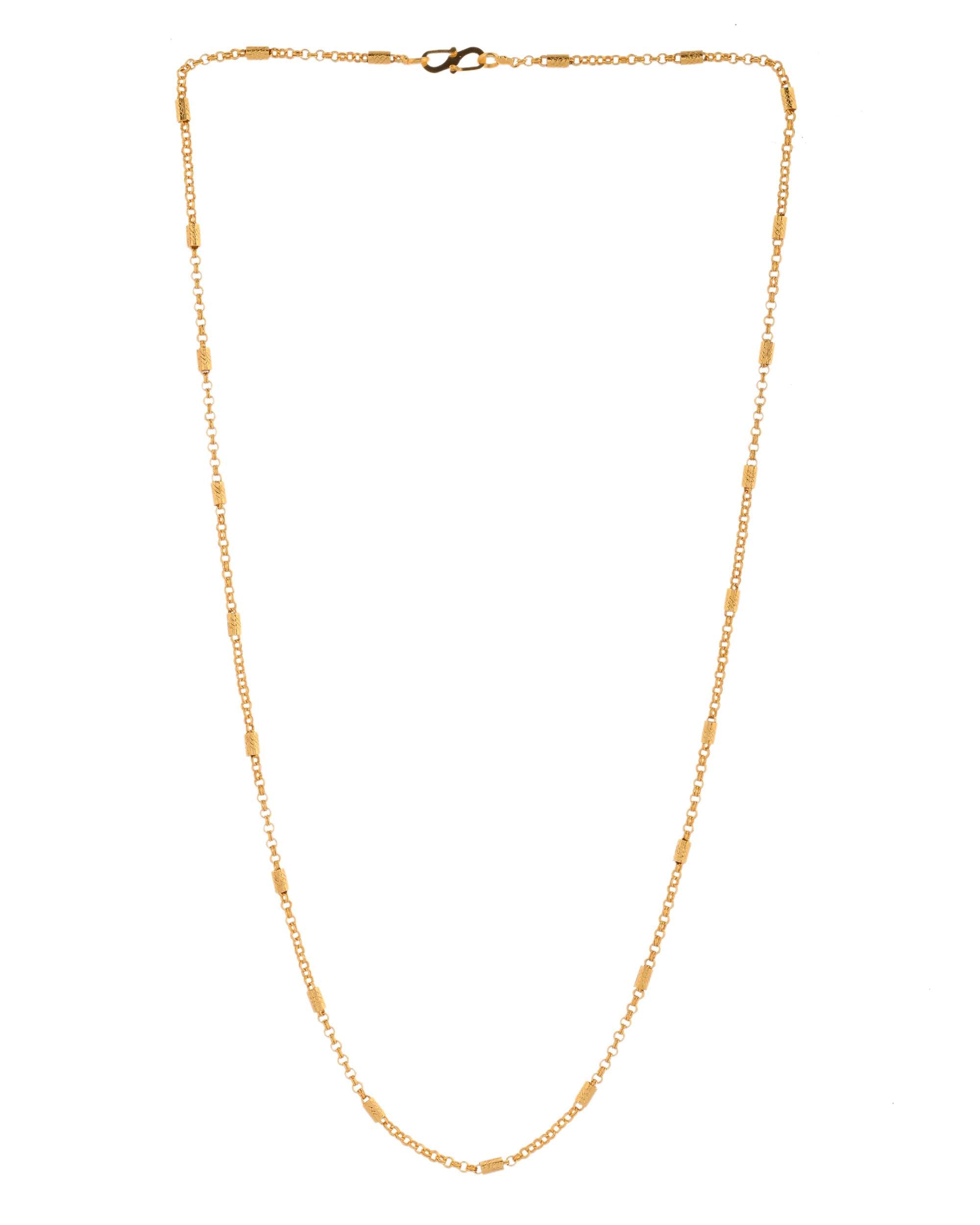 Jewels Nest Subtle Cylinder-Link Gold Necklace