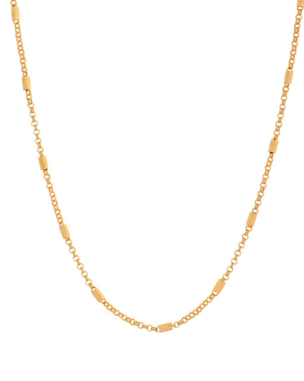 Jewels Nest Subtle Cylinder-Link Gold Necklace