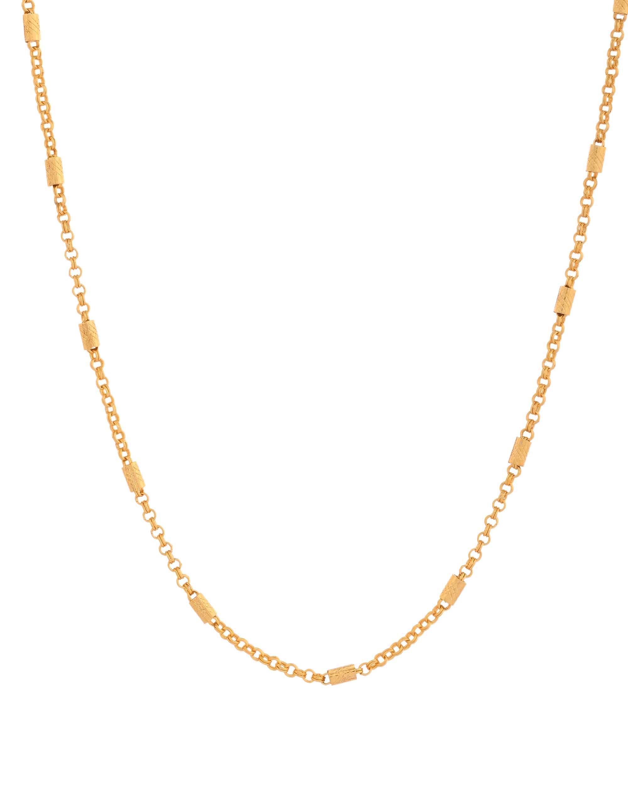 Jewels Nest Subtle Cylinder-Link Gold Necklace