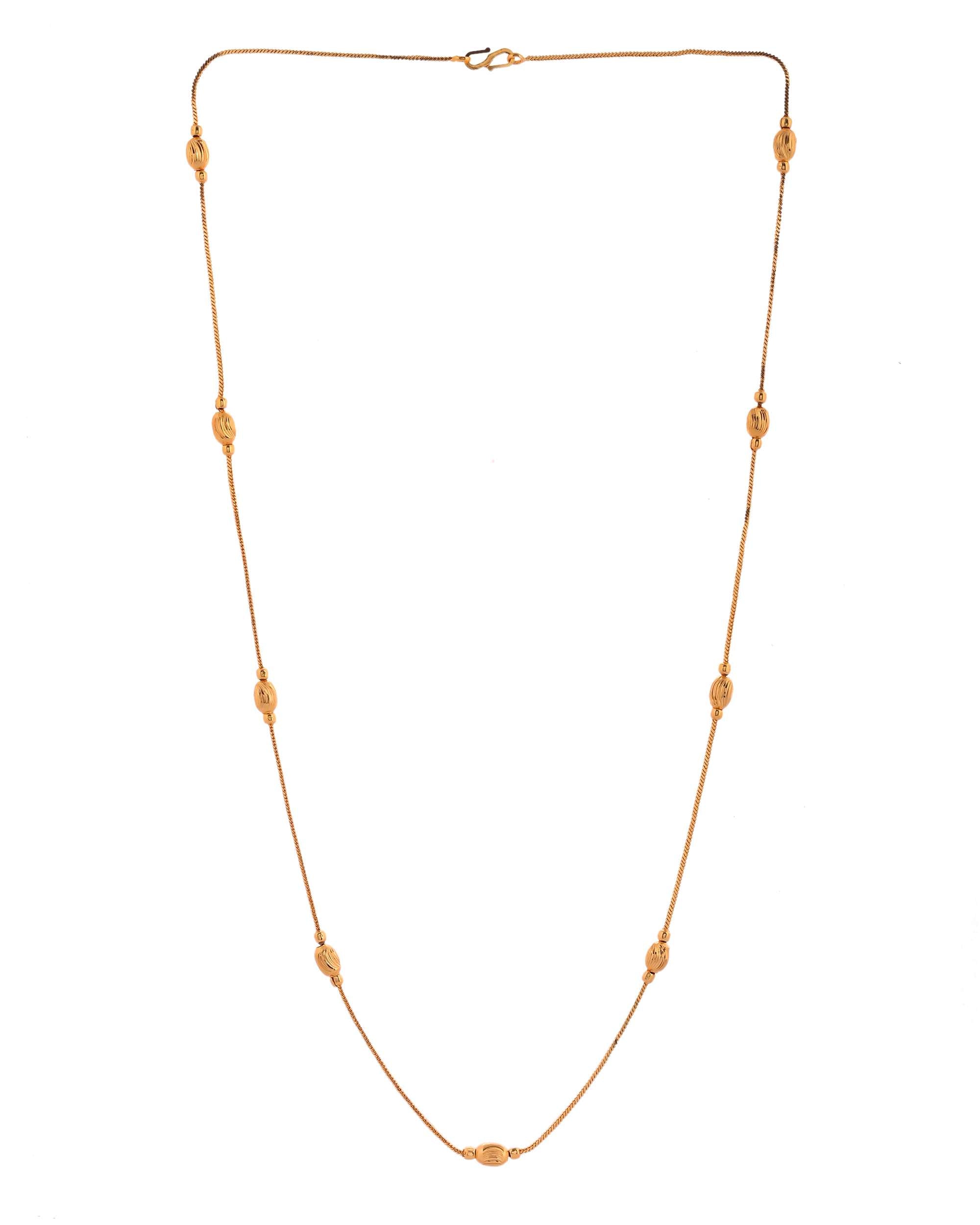 Jewels Nest Designer Oval Bead Chain in Gold Finish