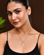 Jewels Nest Traditional Gold-Tone Pendant Chain with Ruby Accents