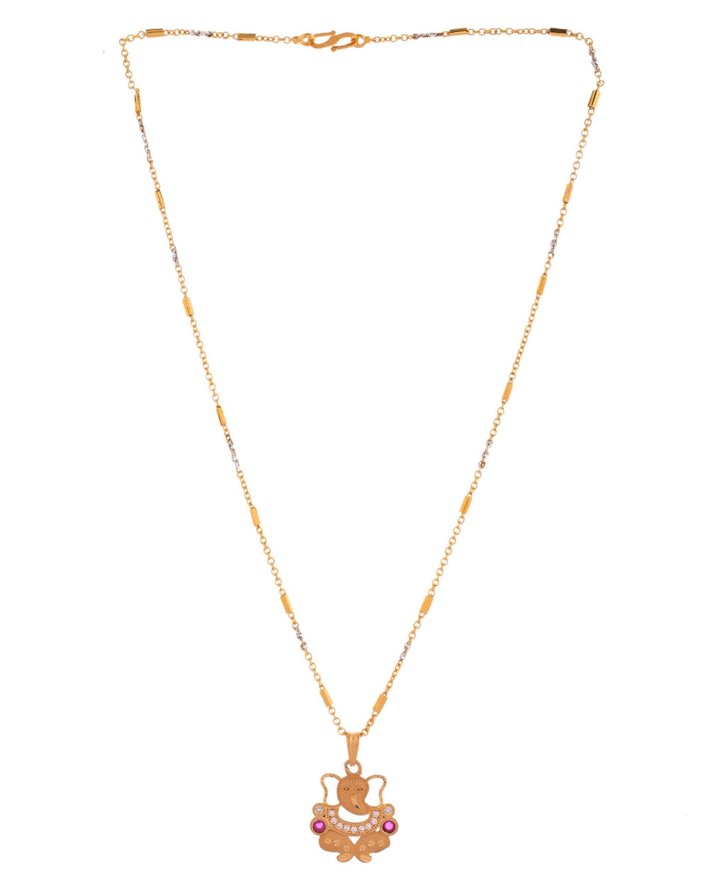 Jewels Nest Traditional Gold-Tone Pendant Chain with Ruby Accents