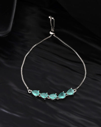 Jewels Nest Mint Green Stone Adjustable Bracelet For Women