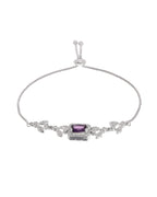 Jewels Nest Silver Plated Emerald Purple Stone Floral Bracelet | Grab2Buy