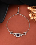 Jewels Nest Silver Plated Emerald Purple Stone Floral Bracelet | Grab2Buy