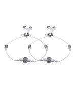 Jewels Nest Oxidised Silver Beaded Adjustable Anklet With Leaf Charm | Grab2Buy