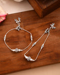 Jewels Nest Oxidised Silver Beaded Adjustable Anklet With Leaf Charm | Grab2Buy