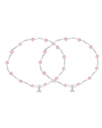 Jewels Nest Silver Plated Pink Crystal Beads Adjustable Anklet For Women | Grab2Buy