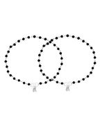 Jewels Nest Classic Black Bead Silver Anklet With Minimal Adjustable Design | Grab2Buy