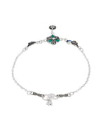 Jewels Nest Royal Peacock Charm Silver Anklet With Emerald Floral Centre And Leaf Drop | Grab2Buy