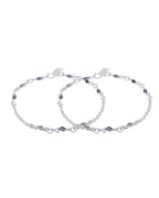 Jewels Nest Graceflow Silver Anklet With Multi Color Enamel Wave Links And Bell Finish | Grab2Buy