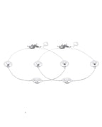 Jewels Nest Orbit Glow Silver Anklet With Circular Disc Accents And Heart Toggle Closure | Grab2Buy