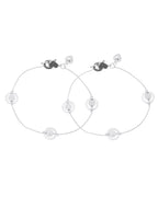 Jewels Nest Orbit Glow Silver Anklet With Circular Disc Accents And Heart Toggle Closure | Grab2Buy