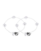 Jewels Nest Orbit Glow Silver Anklet With Circular Disc Accents And Heart Toggle Closure | Grab2Buy
