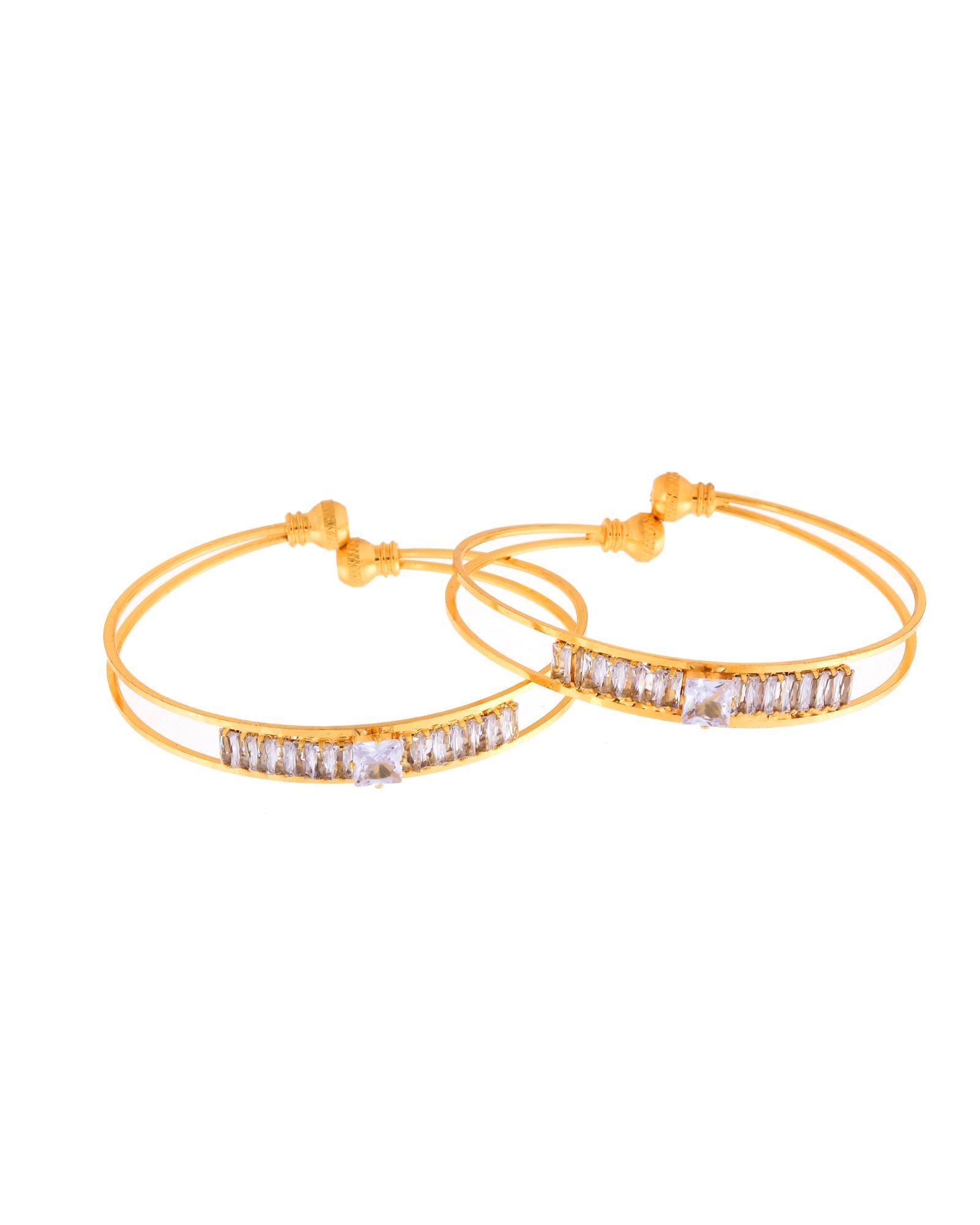 Jewels Nest Gold-Toned Crystal Studded Openable Bangles For Women | Grab2Buy