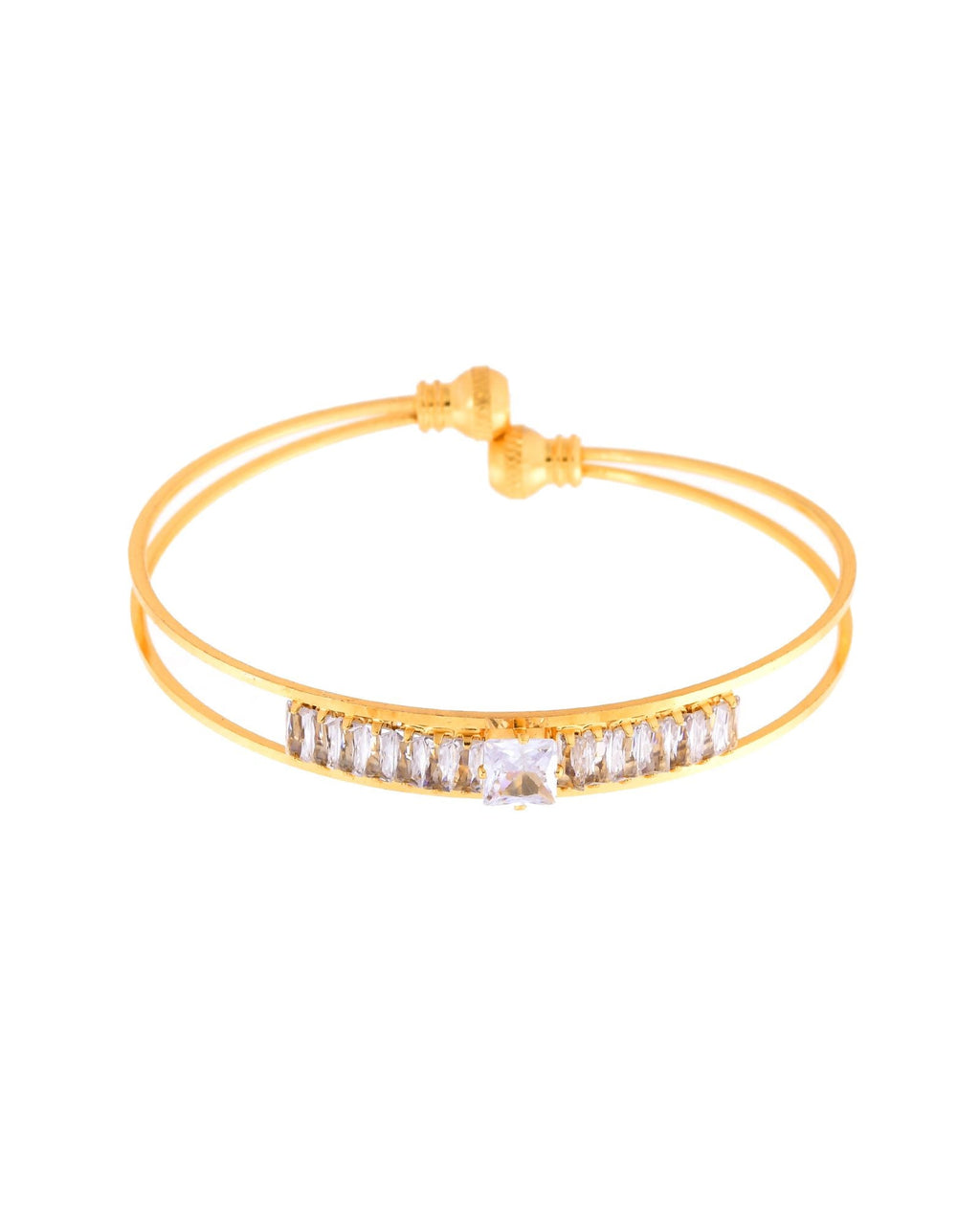 Jewels Nest Gold-Toned Crystal Studded Openable Bangles For Women | Grab2Buy