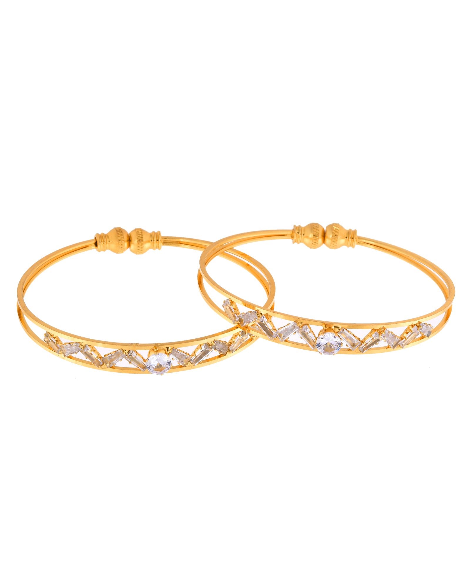 Jewels Nest Gold-Plated Crystal Studded Adjustable Bangle Set For Women | Grab2Buy