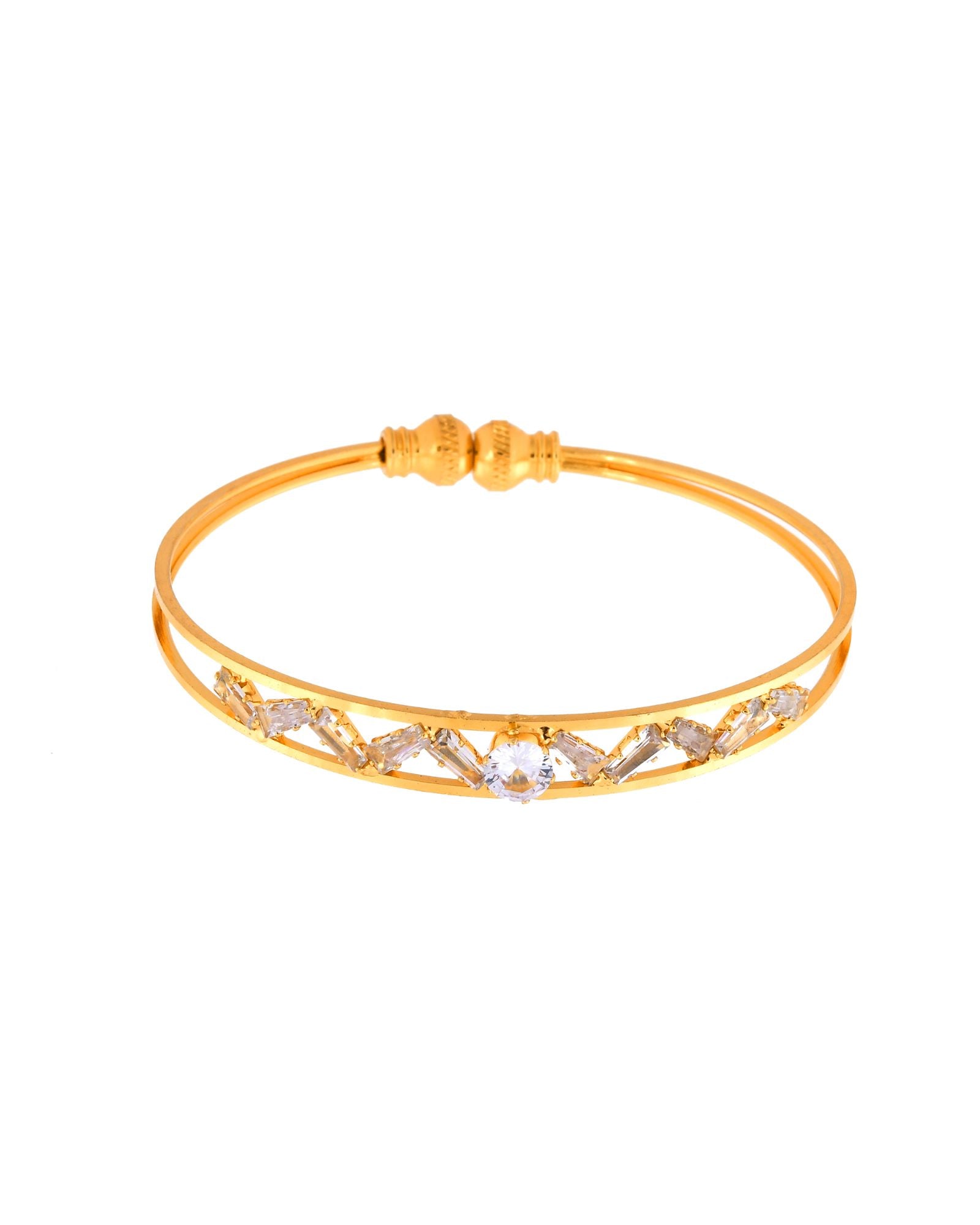 Jewels Nest Gold-Plated Crystal Studded Adjustable Bangle Set For Women | Grab2Buy