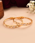 Jewels Nest Gold-Plated Crystal Studded Adjustable Bangle Set For Women | Grab2Buy