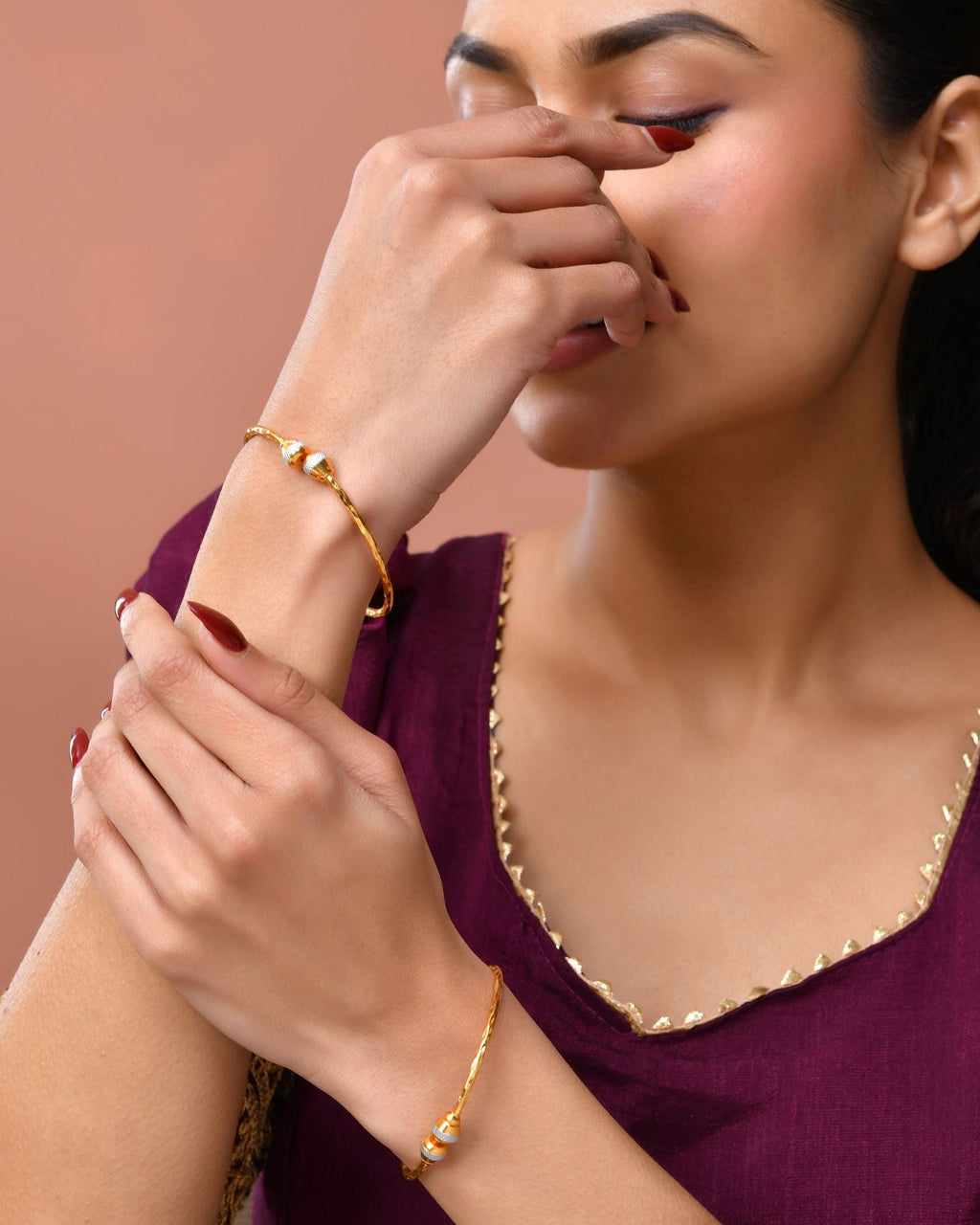 Jewels Nest Gold Plated Textured Finish Bangles Set For Women – Daily Wear | Grab2Buy