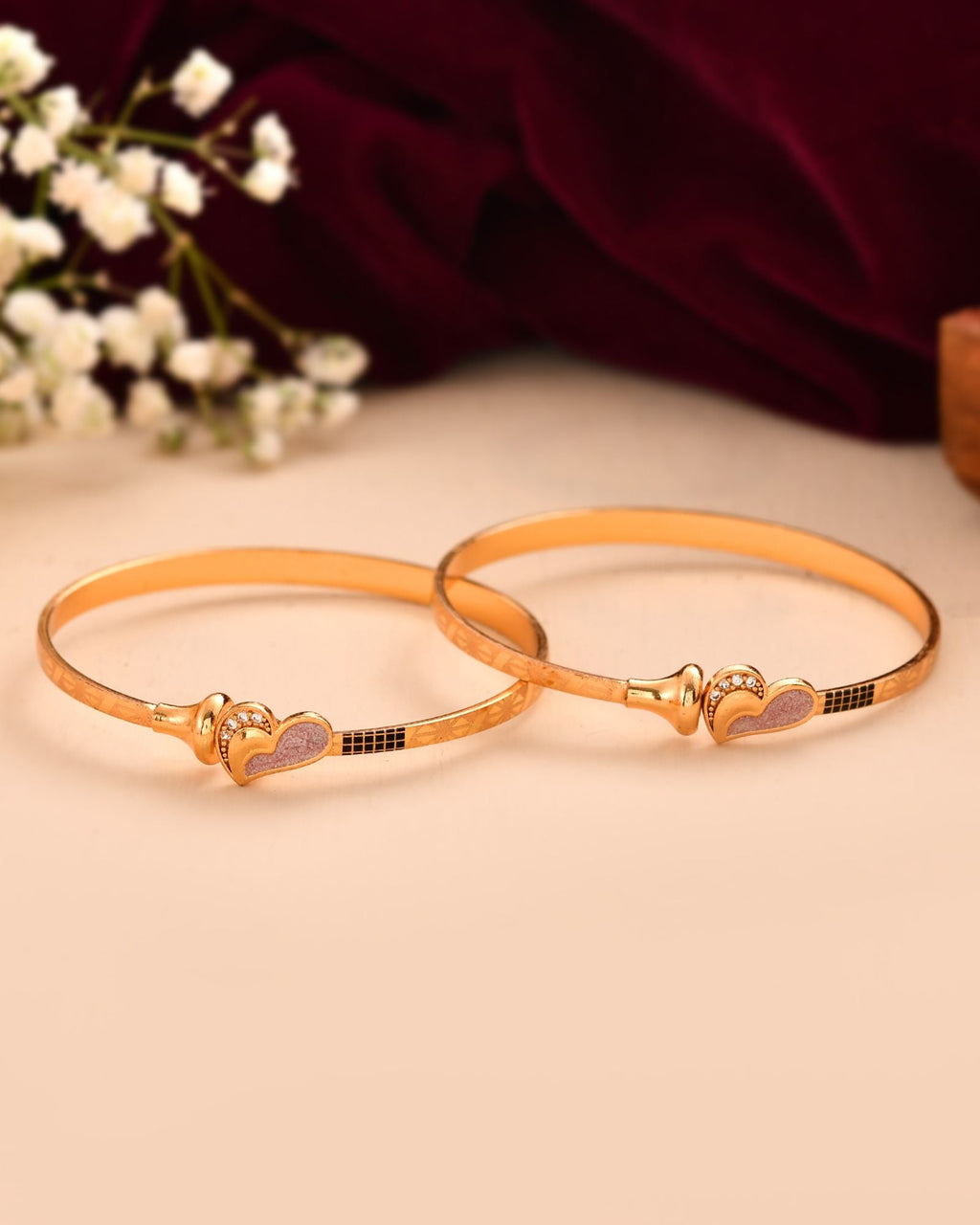 Jewels Nest Gold Plated Heart Design Bangles Set For Women – Elegant Party & Festive Wear | Grab2Buy